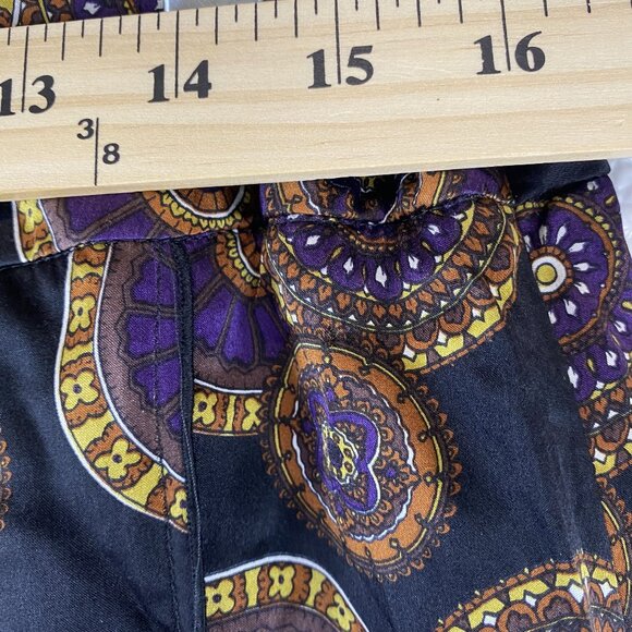 VTG Y2K Silk Pleated Flapper Slits Skirt Black Purple Gold Medallion 12 NWT USA - Picture 8 of 14